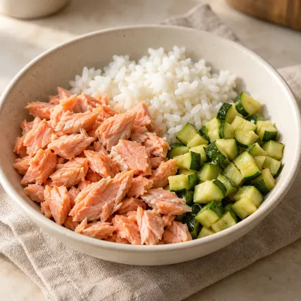 Salmón con arroz y calabacita