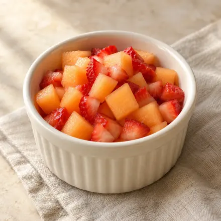 Melón con fresa picadita Melón con fresa picadita