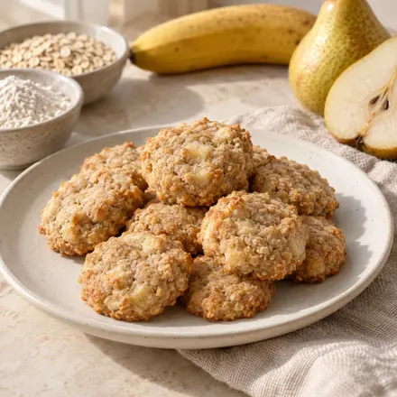 Mini galletas de pera y plátano Mini galletas de pera y plátano